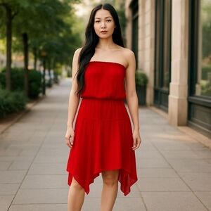 No Boundaries Teen Girls Junior Smock Tube Top Dress Size Medium Red Casual